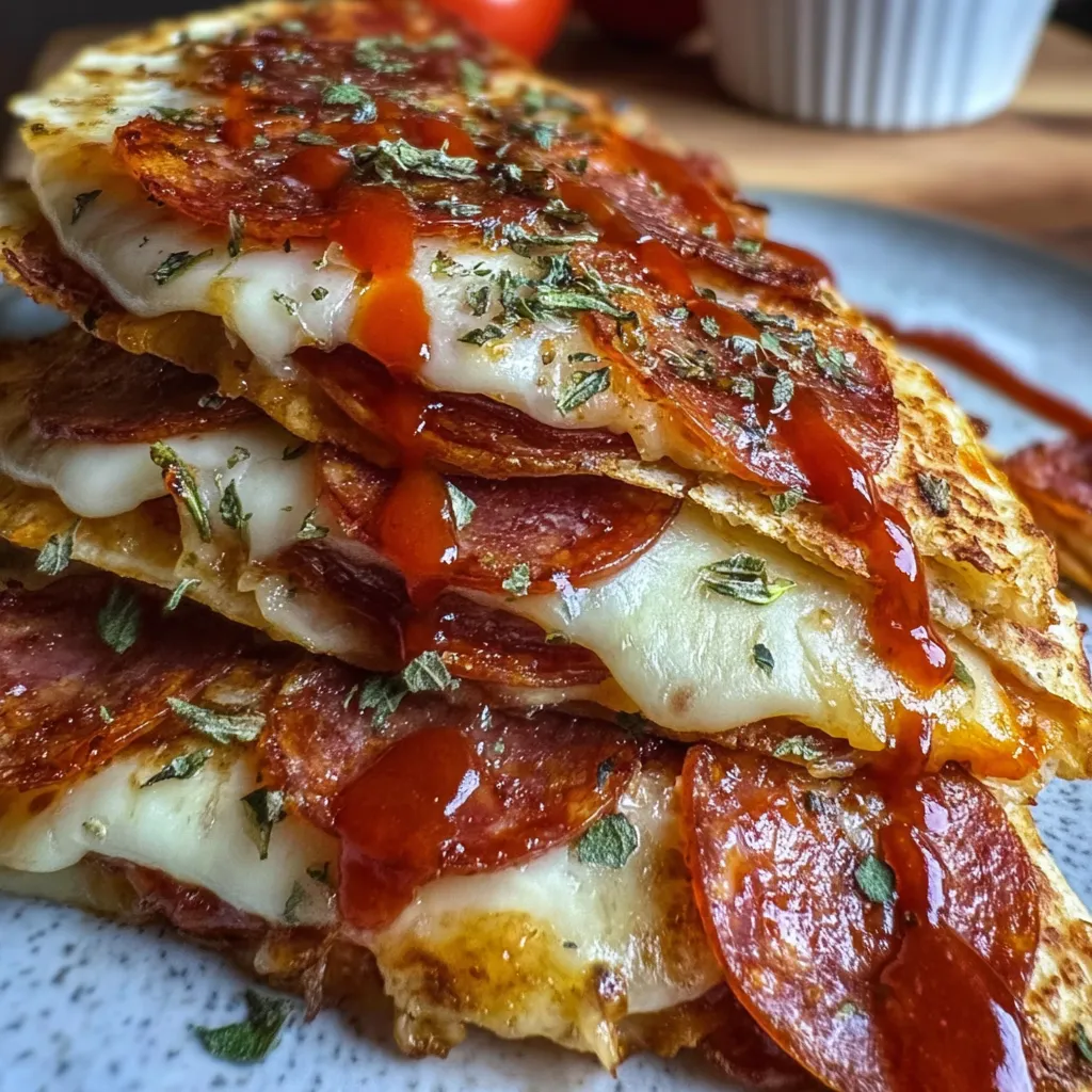 Ultimate Crispy Pepperoni Pizza Quesadillas with Melted Cheese and Italian Herbs - tertiary view